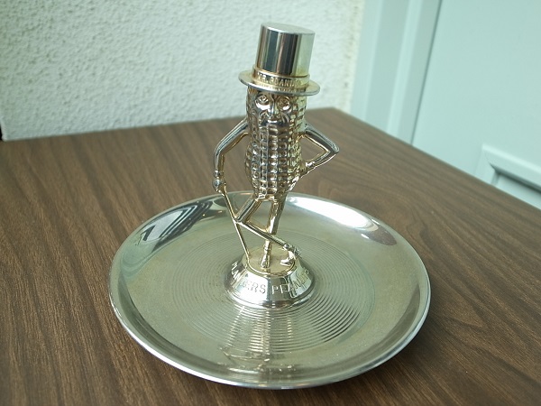 MID-CENTURY MR. PEANUT 50th ANNIVERSARY GOLD TONE TRAY