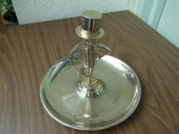 MID-CENTURY MR. PEANUT 50th ANNIVERSARY GOLD TONE TRAY