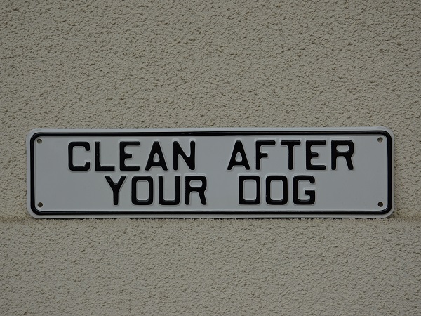 VINTAGE DEAD STOCK ALUMINUM DOG SIGN CLEAN AFTER YOUR DOG